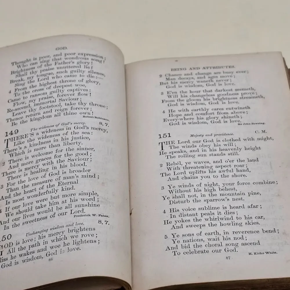 Vintage 1878 Methodist Hymnal with Ritual Leather Hardcover Nelson & Phillips